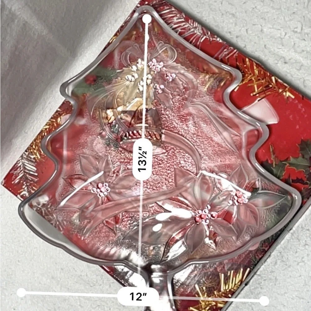 New‎ in Box, Mikasa Crystal Christmas  Tidbit platter Heavy,Clear 13.5” Vintage
